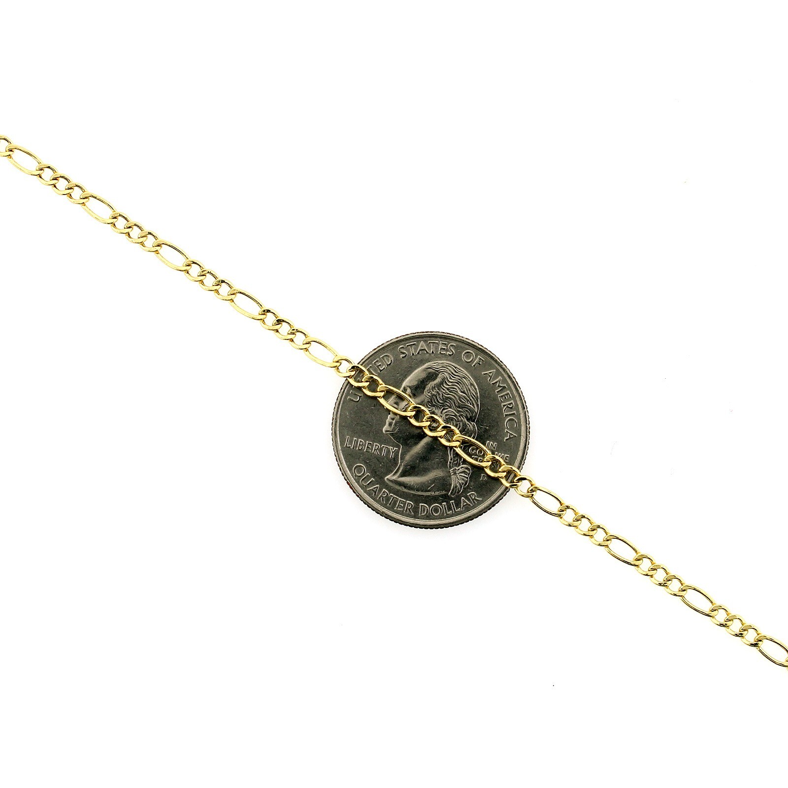 10K Yellow Gold 2mm Figaro Chain Italian Link Pendant Necklace Mens Womens 18″