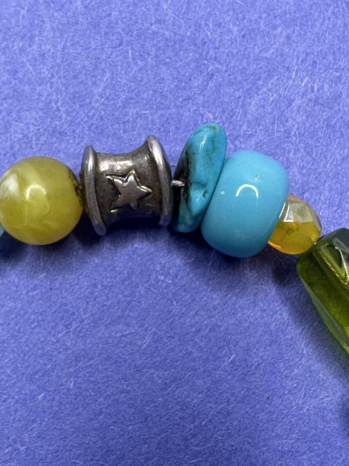 Danon Bracelet Turquoise Bead Shells Green Glass Beach Contemporary Silver Plate