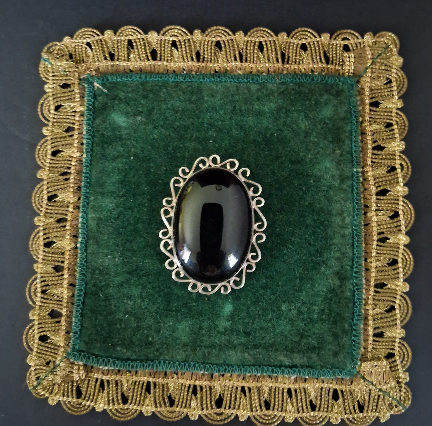 VTG TAXCO Mexico 925 TP-54 Sterling Black Onyx Bolo Tie Slide Pendant 36.6 g