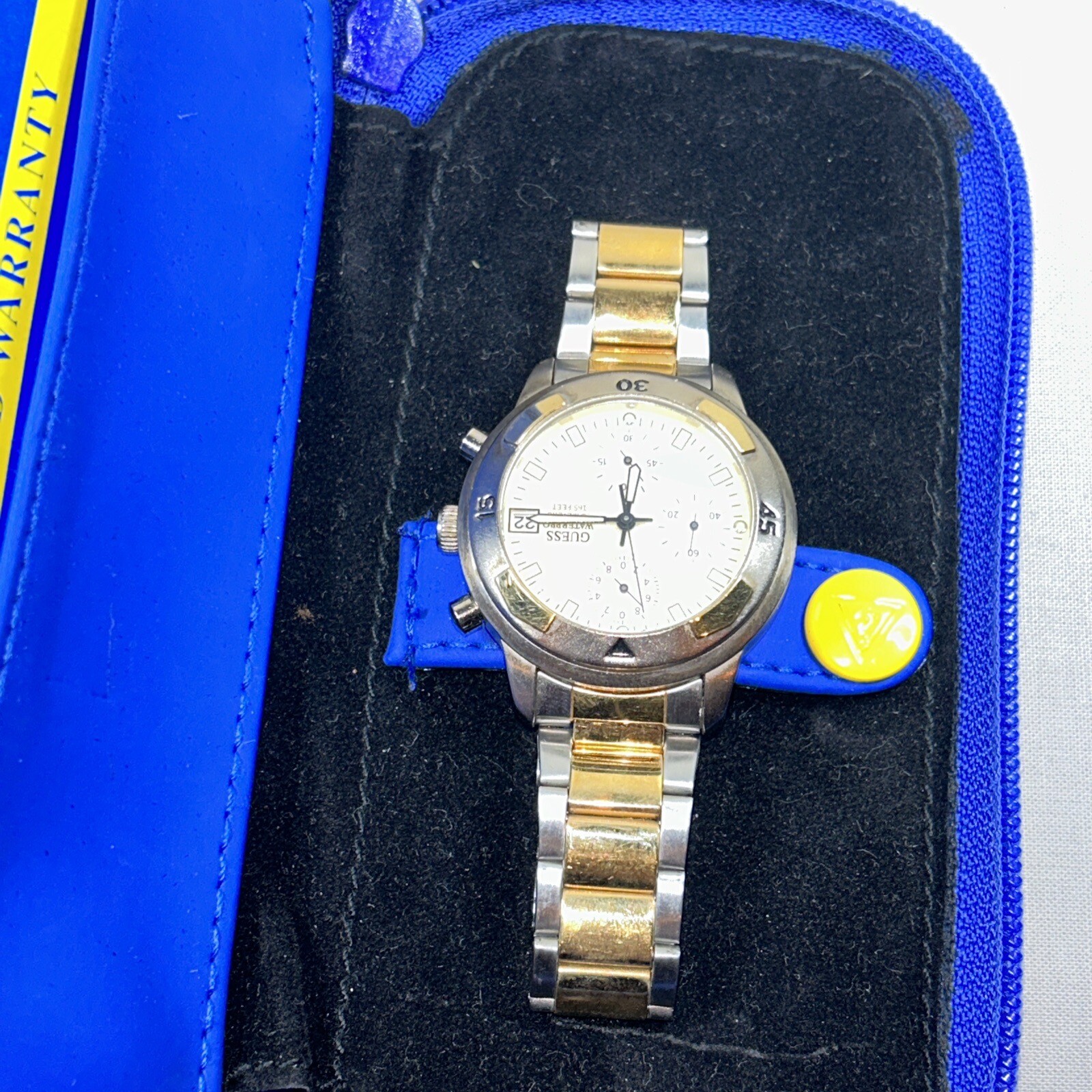 GUESS WATERPRO 165 feet / 50 meters Silver and Gold Tone Mens Watch With Case