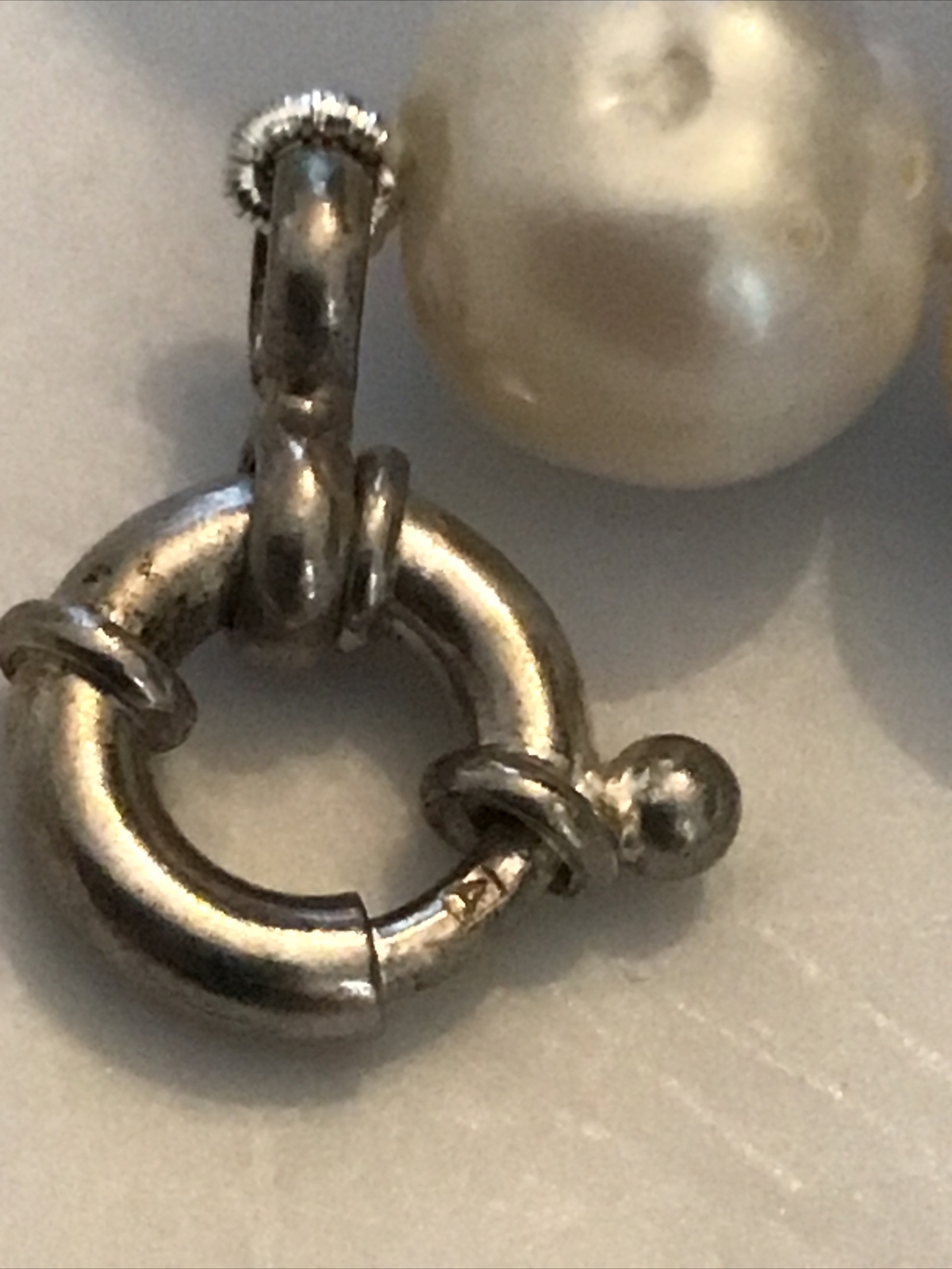 18″ Strand Cultured Pearls Necklace 9.2MM Sterling Safety Clasp Marked925 A Mark