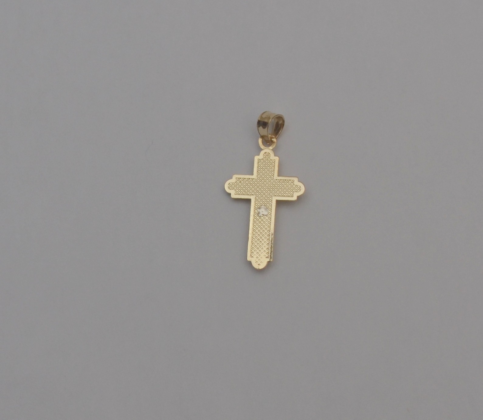 14K Yellow & White Gold Crucifix Cross Pendant 23.9mm x 13.7mm 1.4g P6