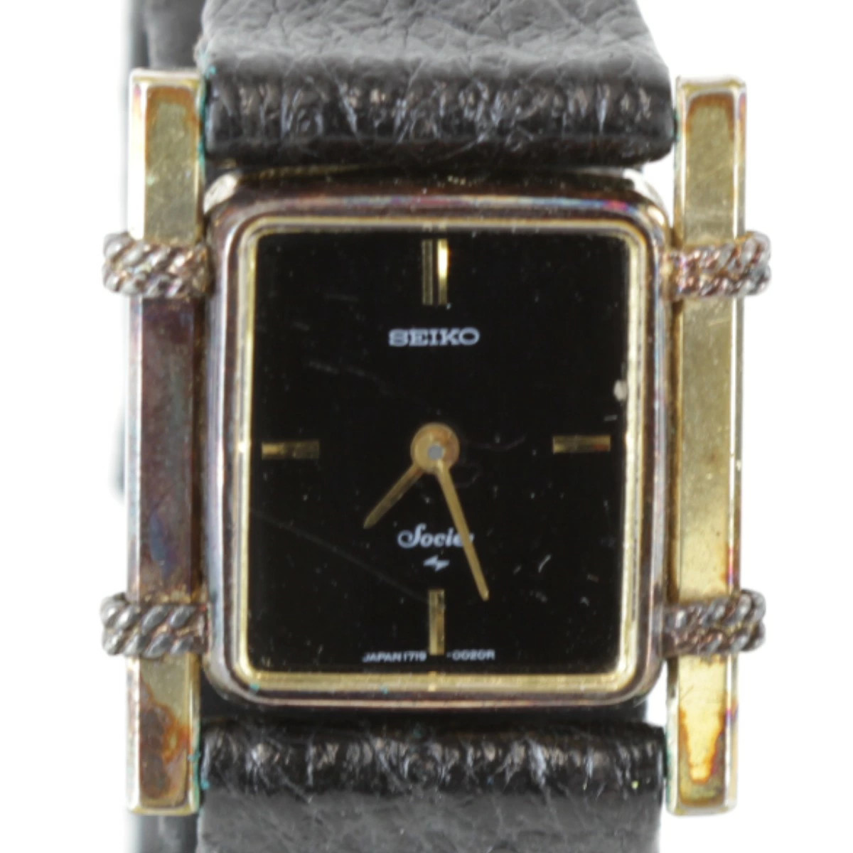 Seiko SOCIE 1719-3010 Manual Wind Ladies Watch Black Stainless Steel From Japan