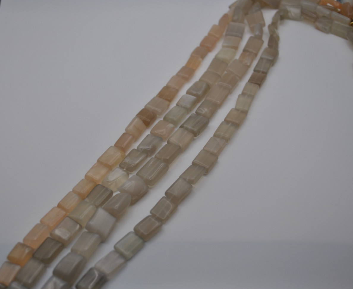 Moonstone Gemstone Strand with Smooth Cut Stones (No Clasp)