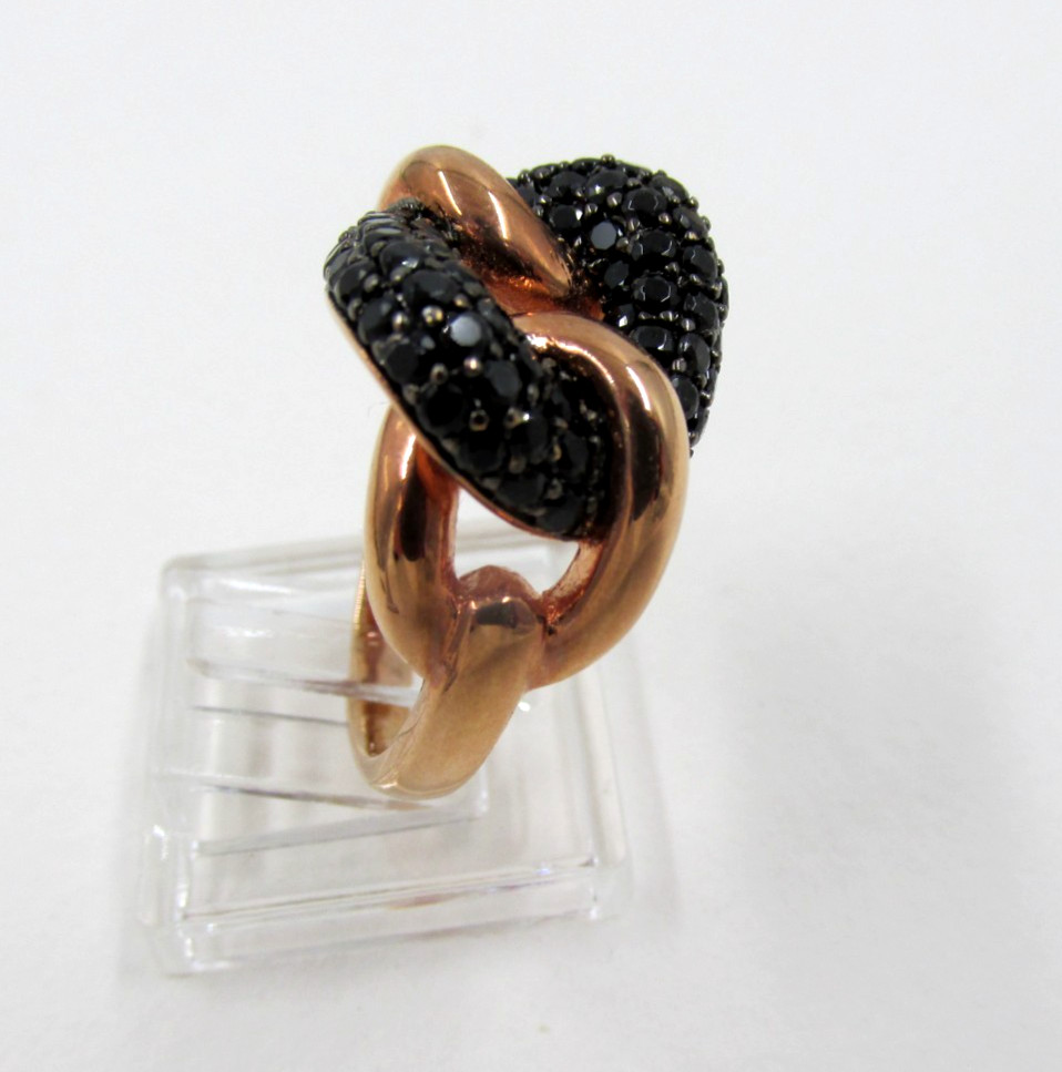Signed Milor Italy Bronze Black Spinel Gemstone Ring Size 8 Unique Design