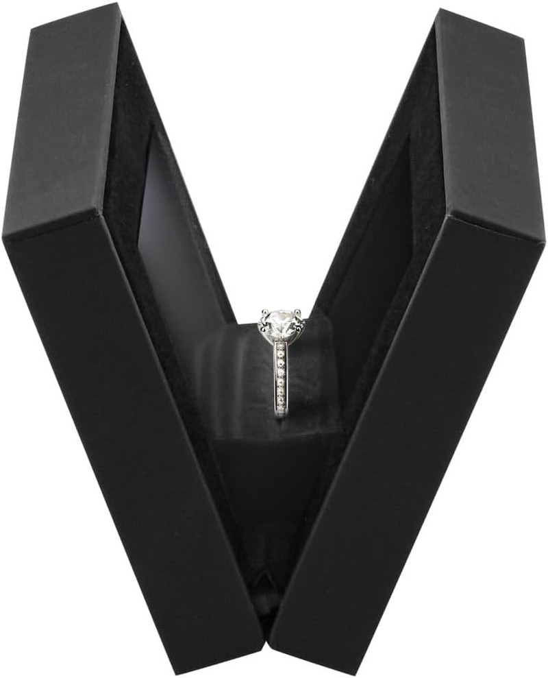 Allure – Slim Ring Box with LED Light, Square Shaped Elegant Flat Diamond Ring C