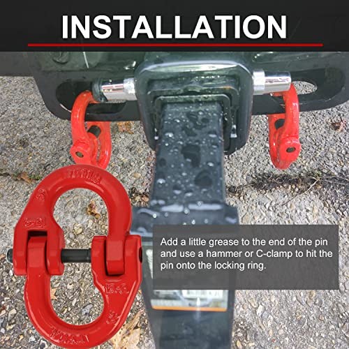 2PC 1/2 inch Tow Hitch Hammer Lock Safety Chain Connector Link Hammerlock Red