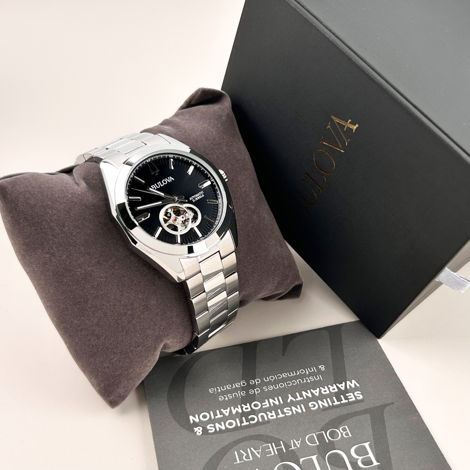 New Bulova Surveyor 96A270 Black Dial Men’s Classic Automatic Chronograph 42mm