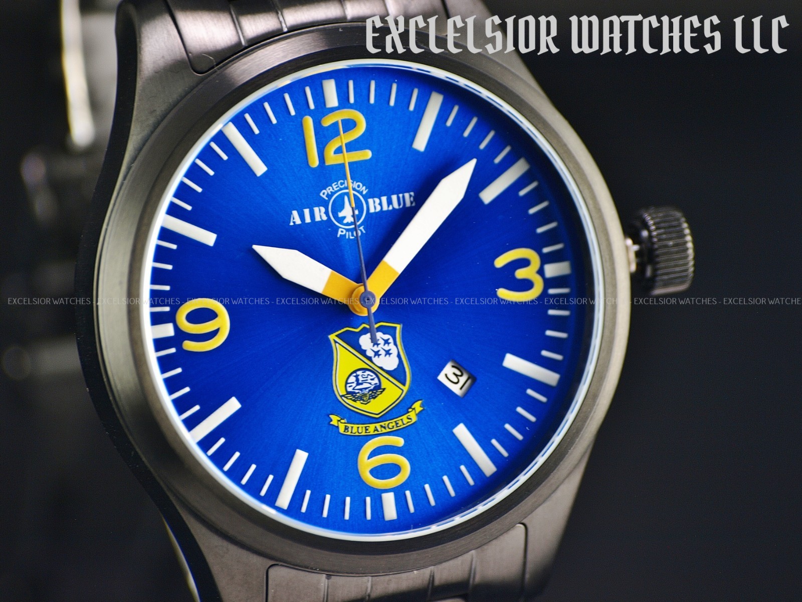 Air Blue By Deep Blue 44mm Blue Angels 9015 Automatic Sapphire Black PVD Watch