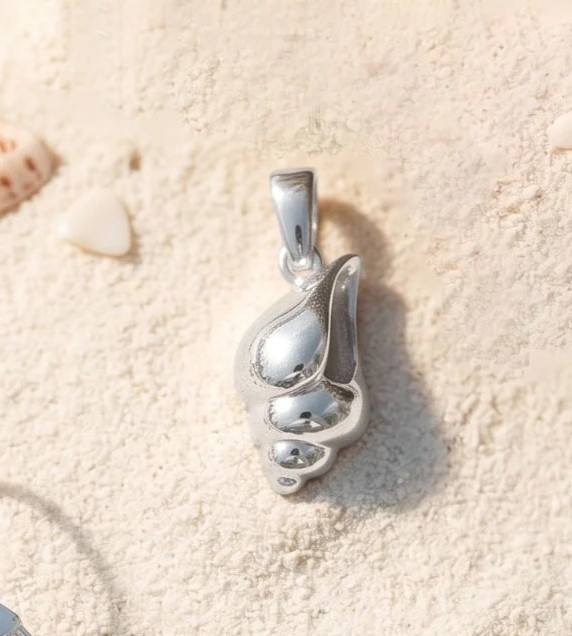 Seashell Pendant Sterling Silver Pendant Conch Sea Shell Charm Beach