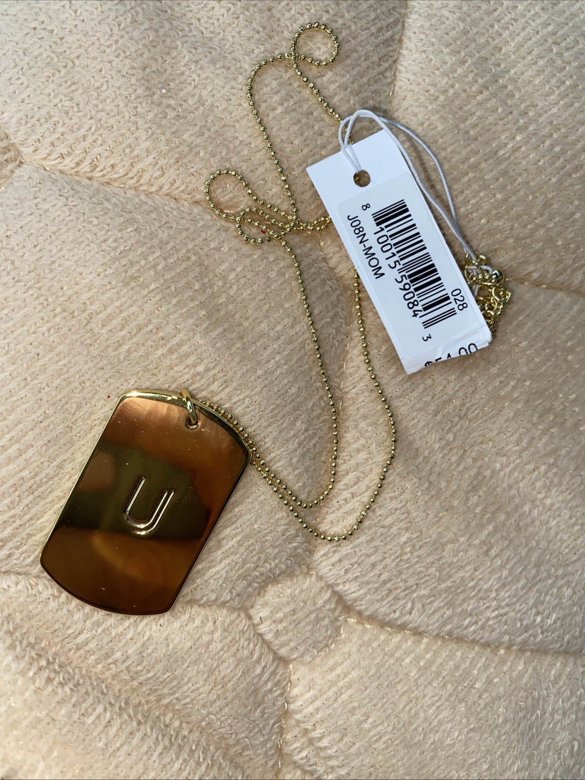 Uncommon James Mommy Dog Tag Pendant Necklace 14K Gold Plated Brass NWT