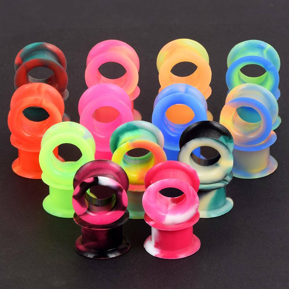 1 Pair 2g-1″ Silicone Ear Skin Thick Soft Ear Expander Tunnels Plugs Ear Gauges