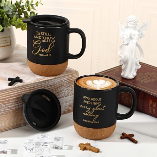 Pcs Christian Gift Mugs Bulk 15 oz Cup Cork Bottom Coffee Mugs 2 Religious