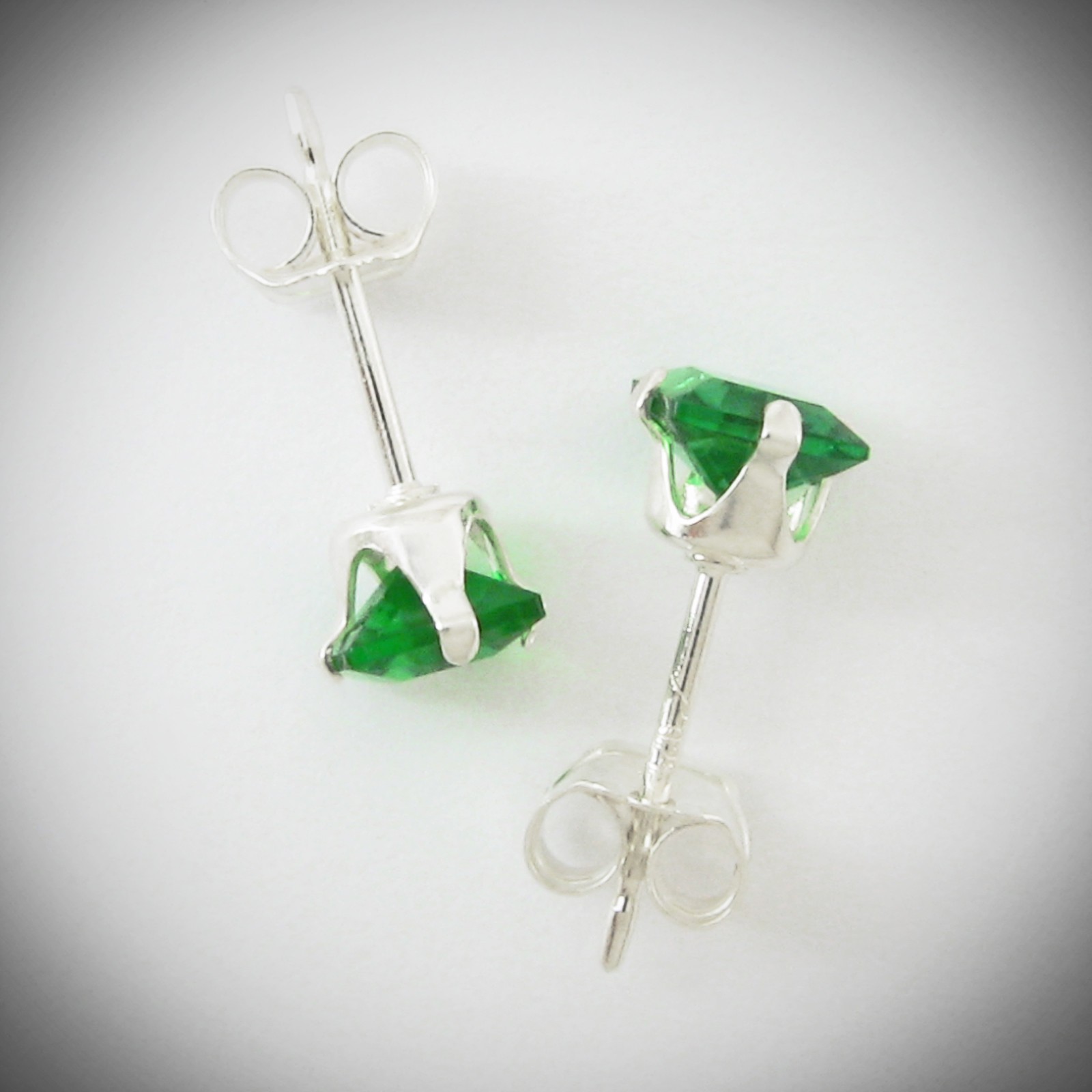4mm Square Emerald Simulant Earrings – SOLID 925 Sterling Silver
