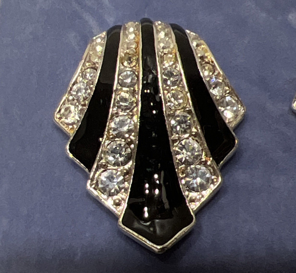 Nina Ricci Avon Art Deco Jewelry Crystal Black Enamel Earrings
