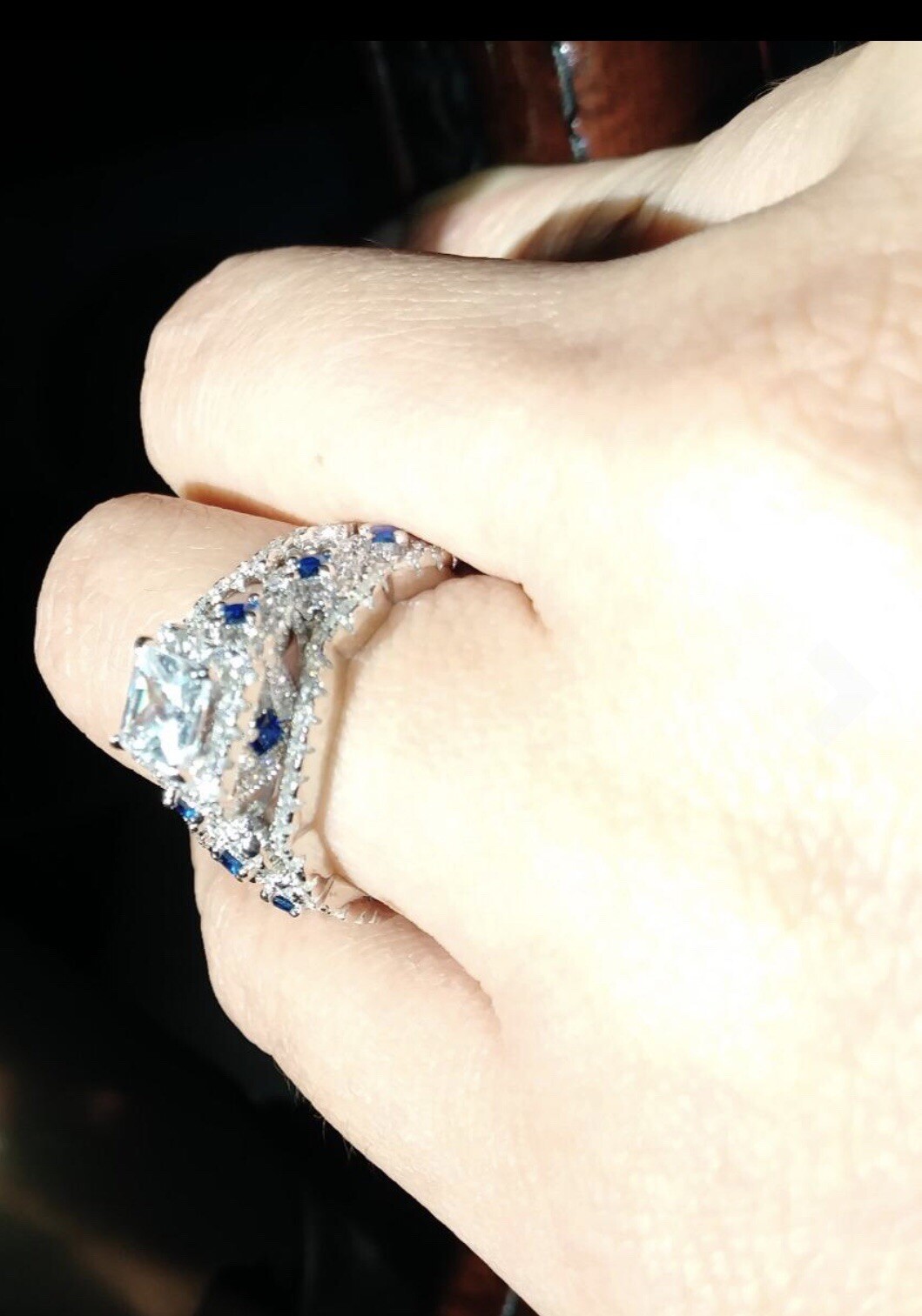 5C 3PC Diamond Simulated Wedding Engagement Ring Set Womens Bridal Set Size 5-9