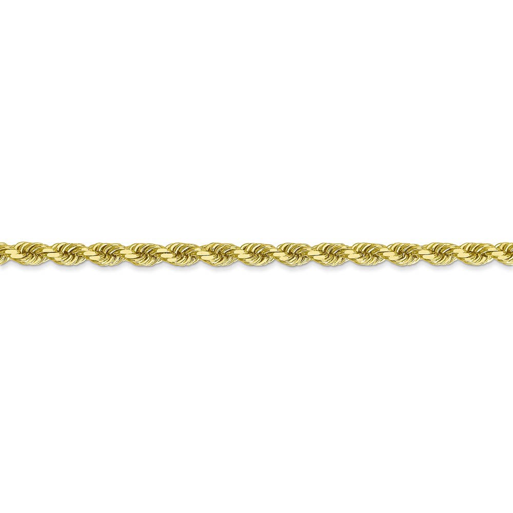 3.5mm, 10k Yellow Gold Diamond Cut Solid Rope Chain Anklet or Bracelet