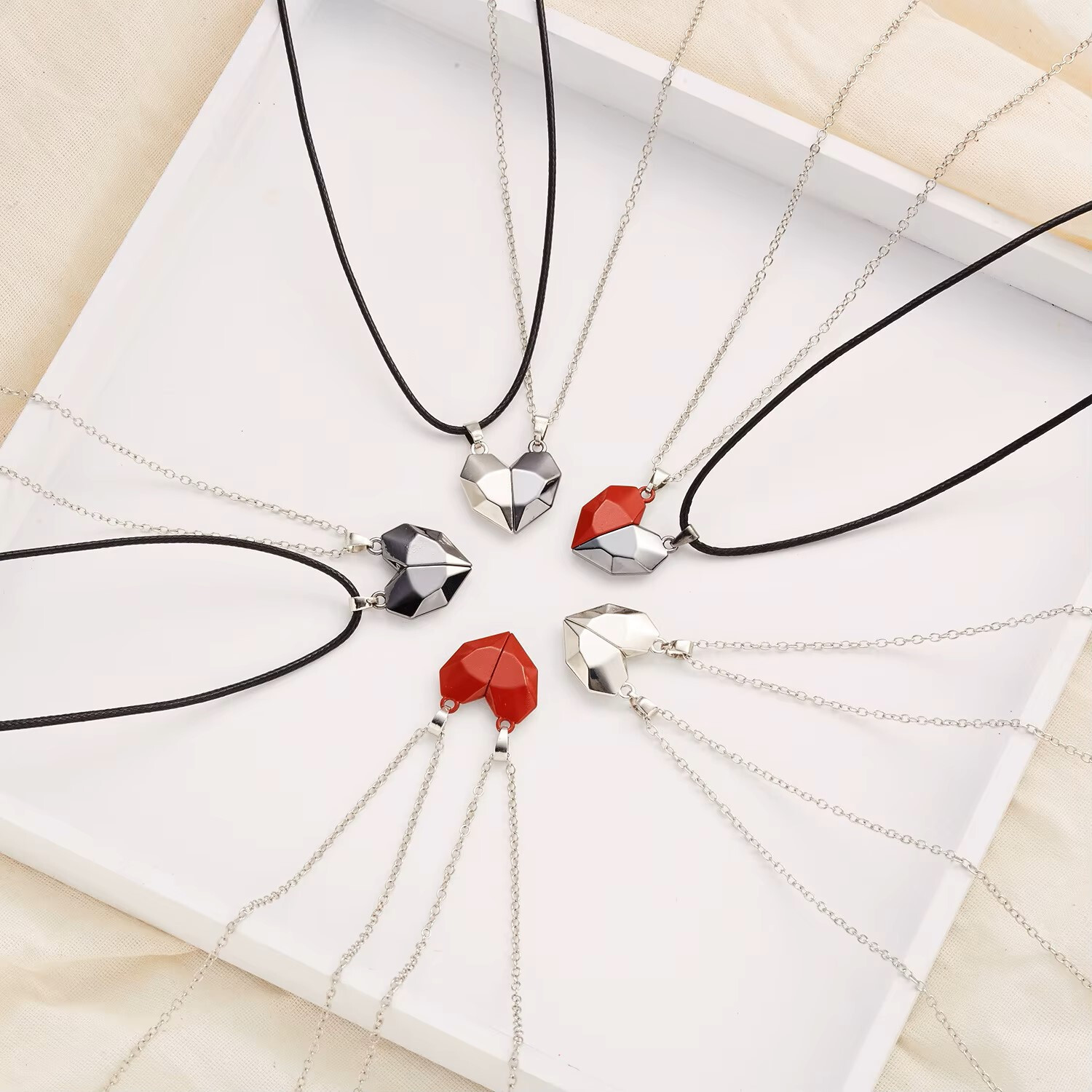 Heart Magnet Necklace Set for Couples – Ideal Gift for Boyfriend, Girlfriend, Sp