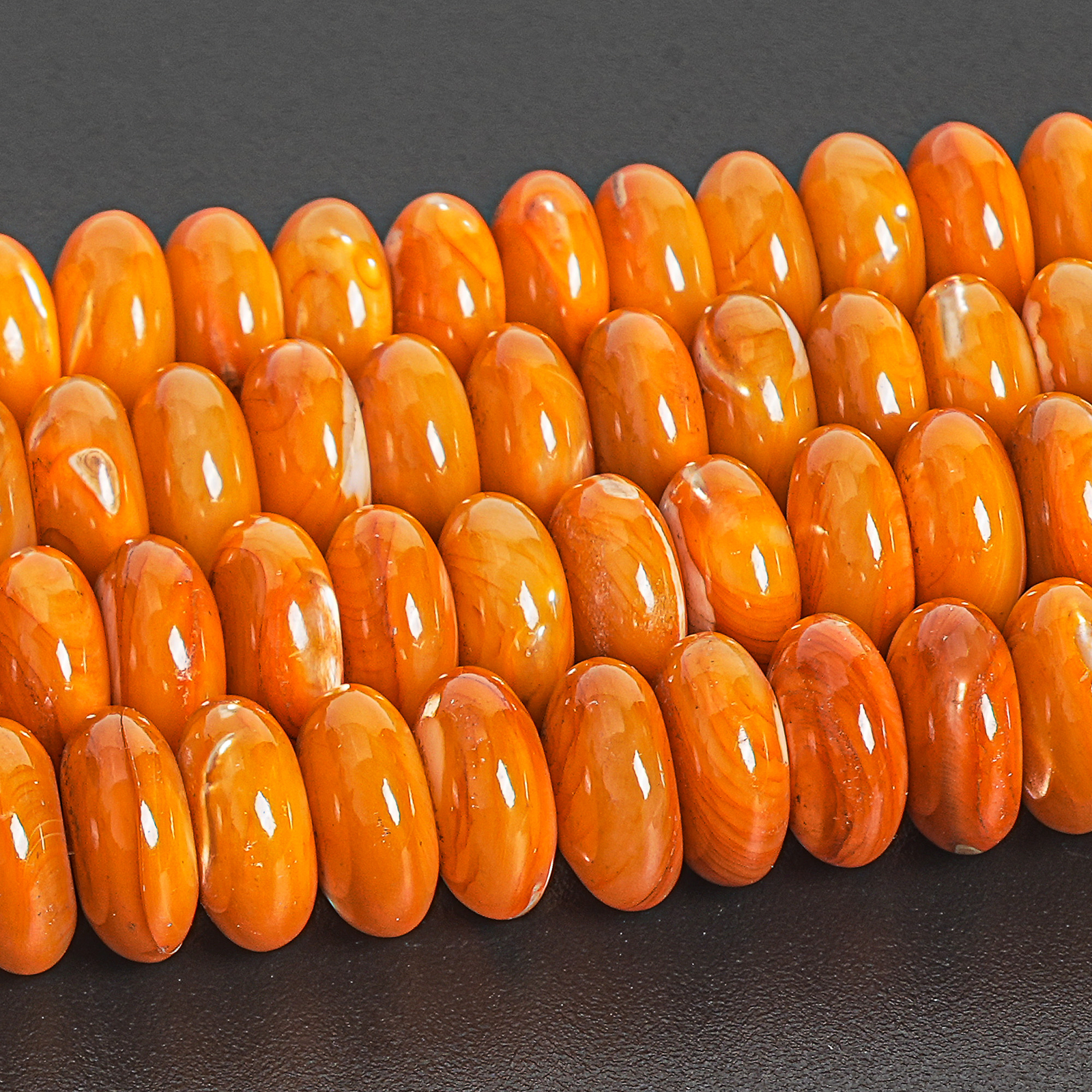 6X4MM Genuine Natural Orange Trochidae Shell Bead Grade AAA Rondelle Loose Beads