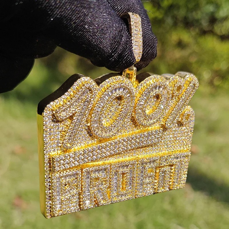 Hip Hop CZ Stone Bling Iced 100% PORFIT Pendant Necklaces Rapper Fashion Jewelry
