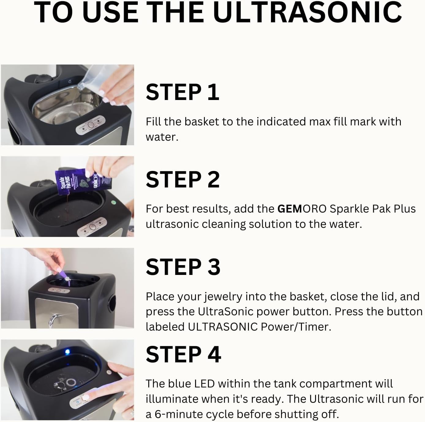 Jewelry Ultrasonic Cleaner Steam Pressurized Machine for Rings Diamonds Watches