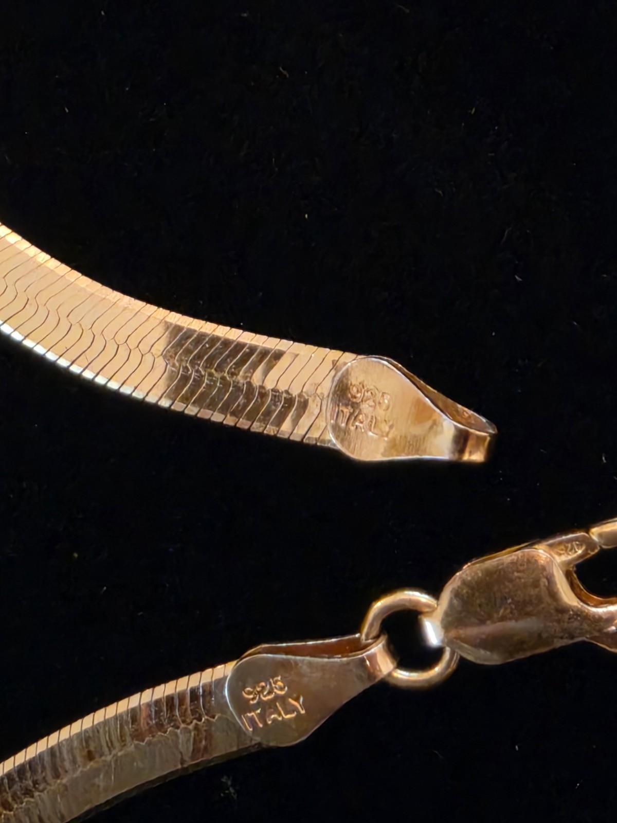 Sterling Silver Gold Tone Herringbone 7.5” Bracelet Made In Italy