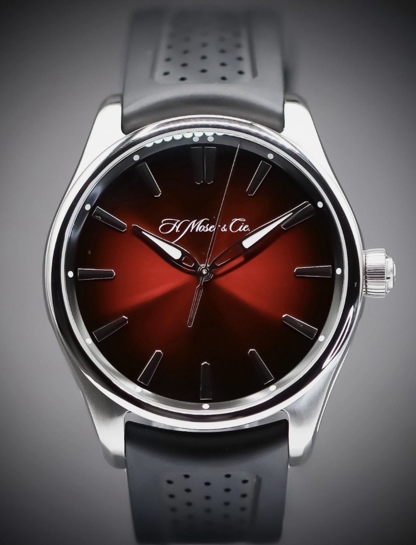 H MOSER CIE 2025 Pioneer Metal & Rubber Straps | Mad Red Fumé | Ref. 3200-1207