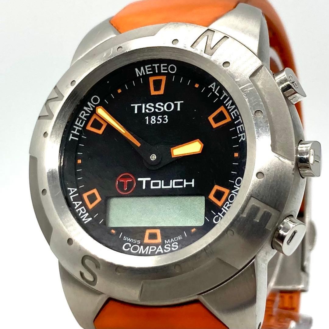 Tissot T-Touch QZ Orange Mens Quartz Watch Japan Non-Working 075870