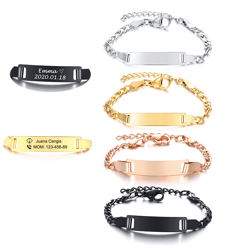 VNOX Baby Babi Bracelets Customize Name ID Bar Personalized Boys Girls Gift