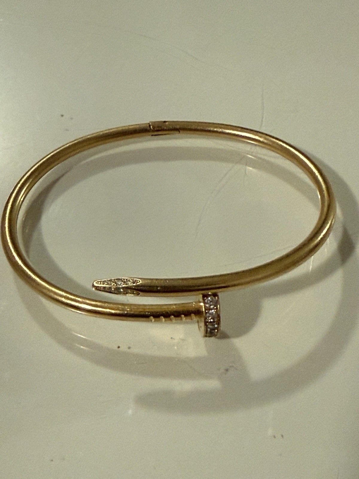 Cartier 18K Yellow Gold Diamond Nail Bangle Bracelet Signed AU750 FJ0902