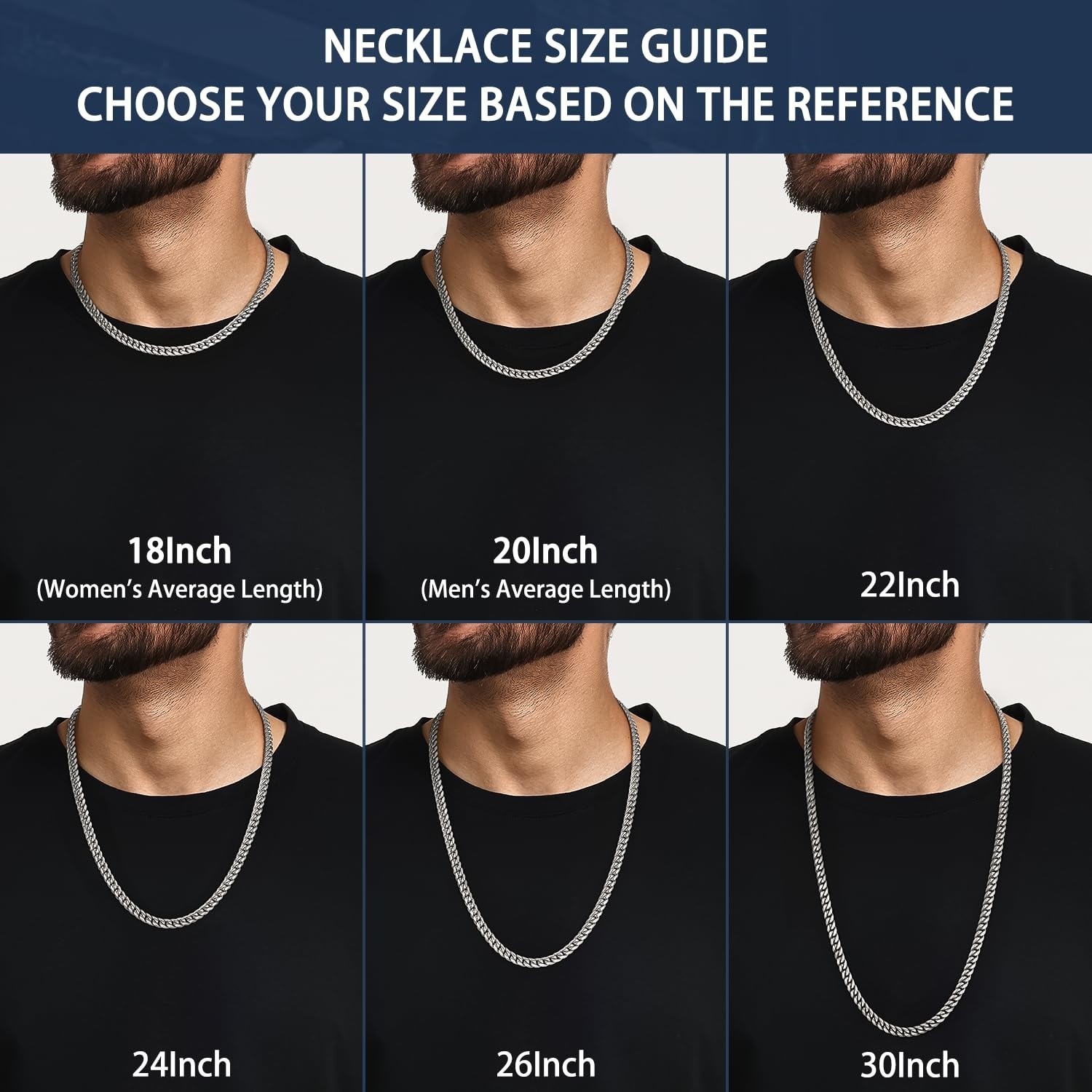 Cuban Link Chain Necklace Men 20 in 316L Stainless Steel Silver