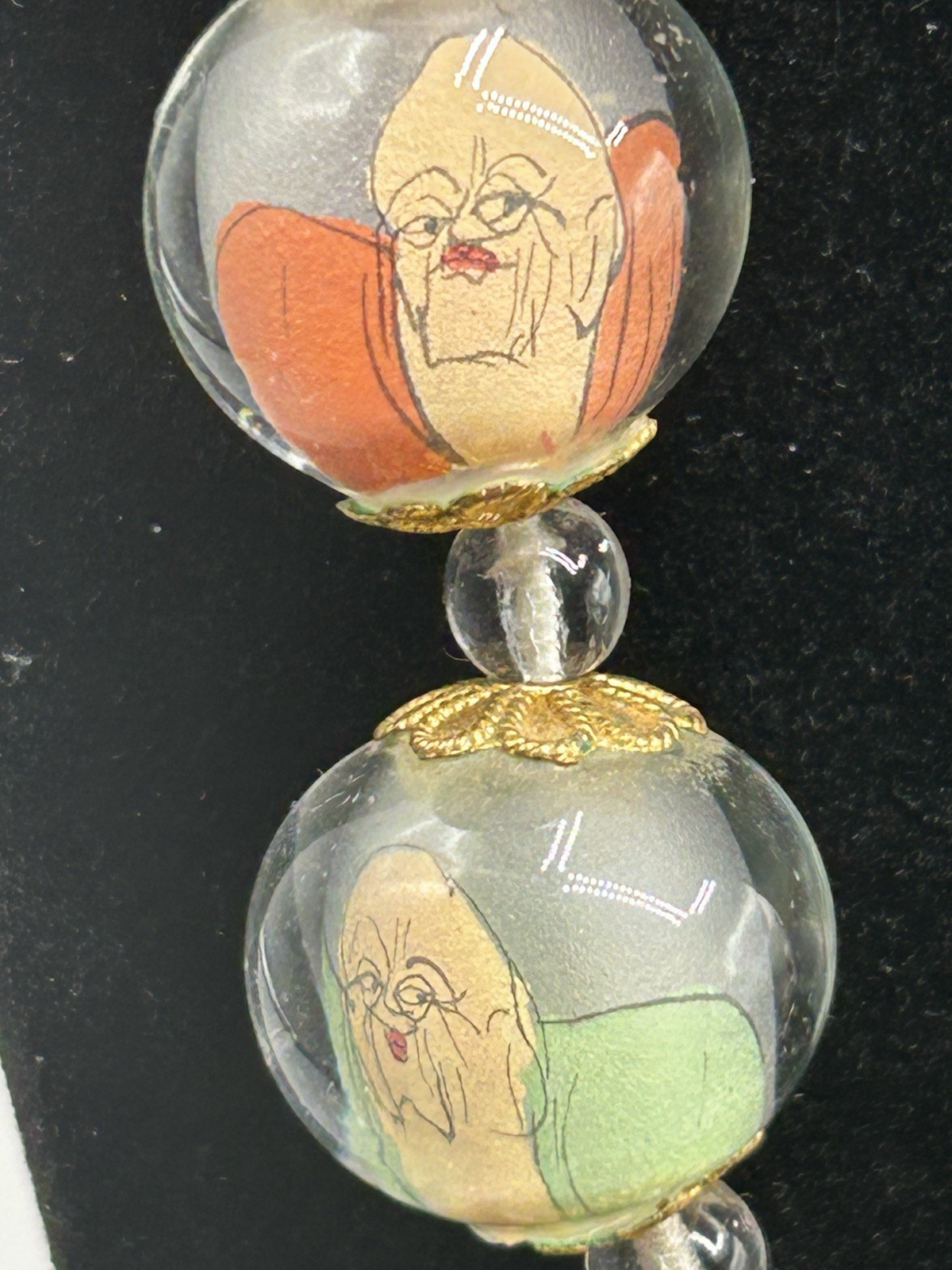 Reverse Handpainted Prayer Beads from the Early to Mid 20th Century Vintage