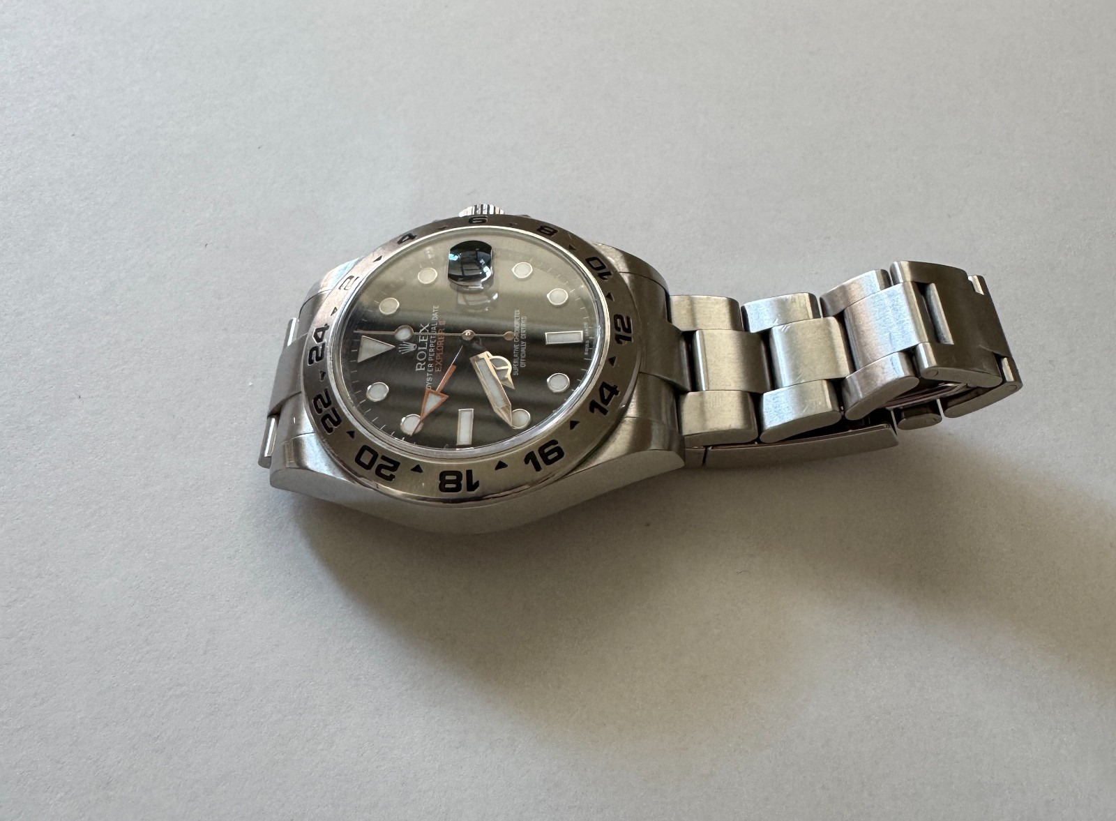 Rolex Oyster Perpetual Explorer II 216570 Mens Watch Black Box Orange Band