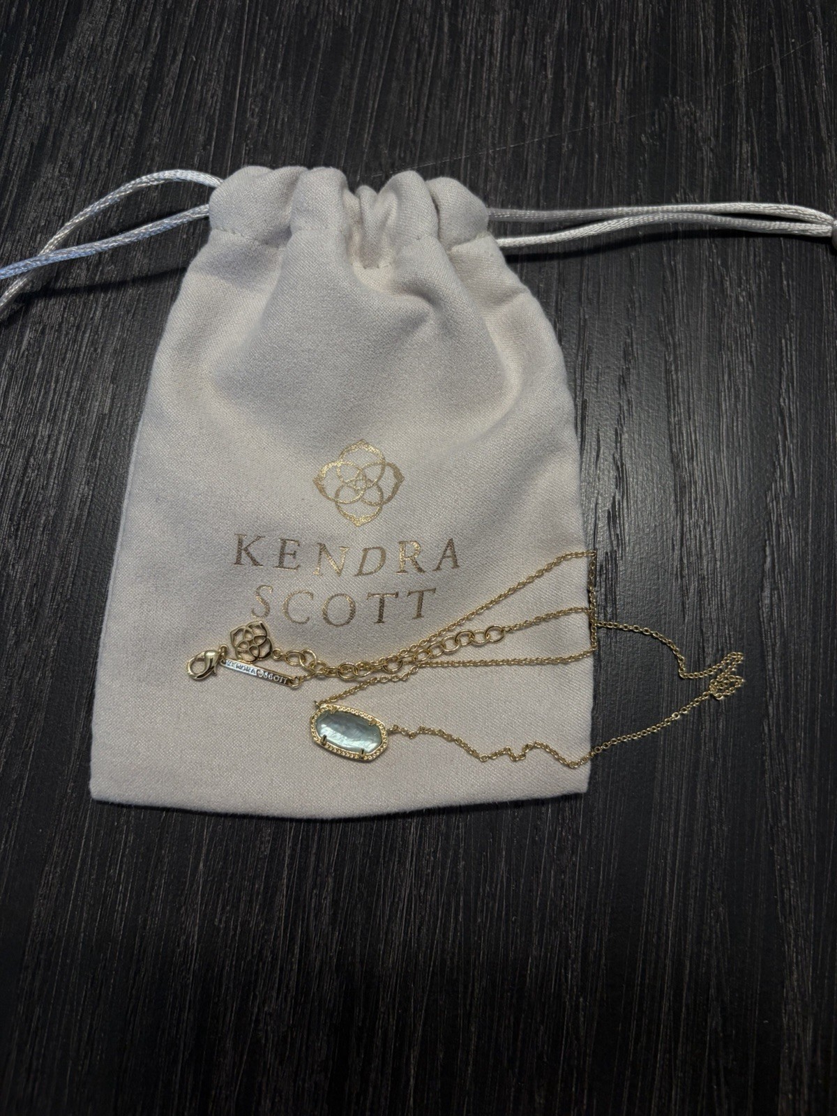 Kendra Scott Elisa Gold Pendant Necklace in Light Blue Illusion