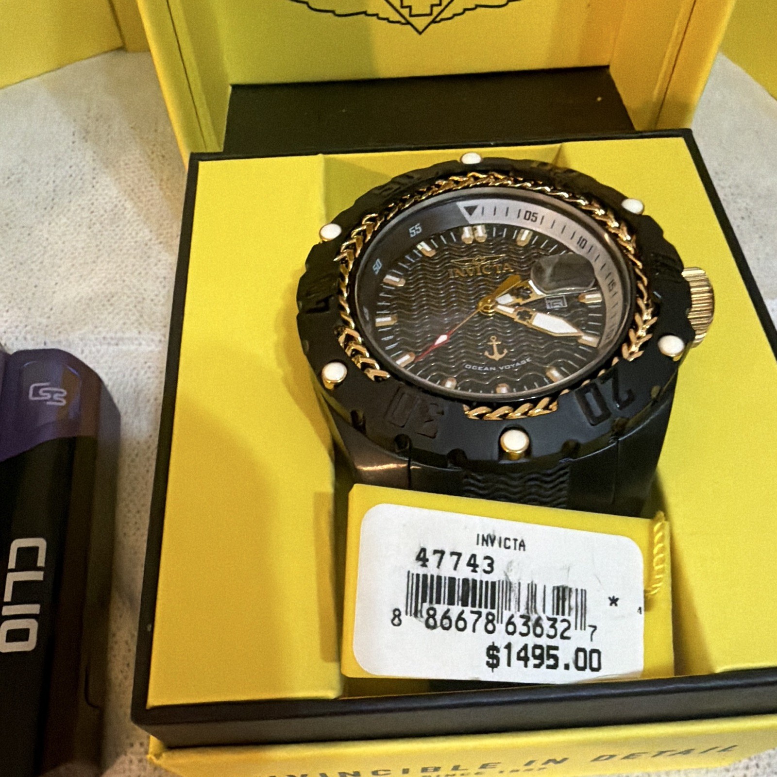 Invicta Ocean Voyage Men’s Quartz Black/Gold Date 100m 52mm+ w/Box Manual
