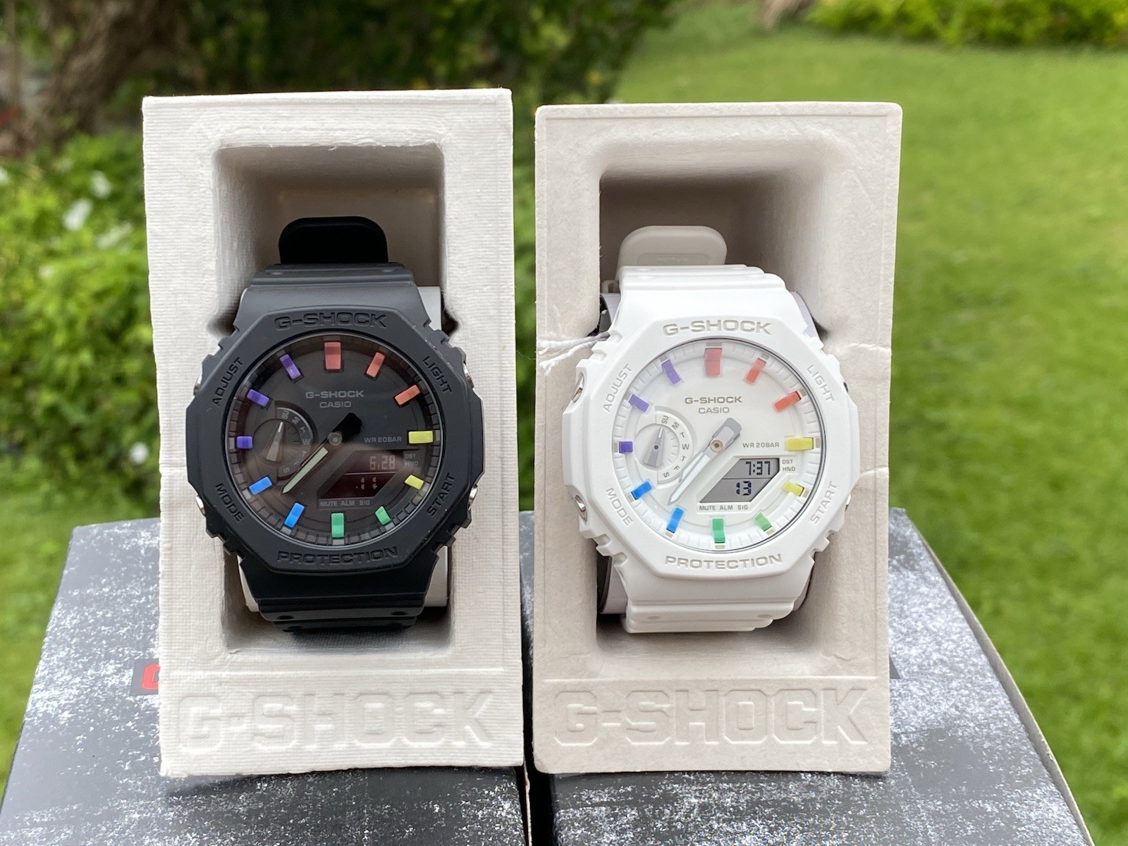 New Casio G-Shock GA2100 Rainbow Black or White Carbon Digital Watch Limited MOD