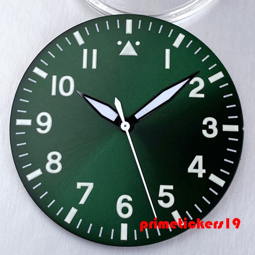 38mm Pilot Watch Dial+Hands Set Parts Luminous Fit NH35 NH36 NH38 ETA2824 PT5000