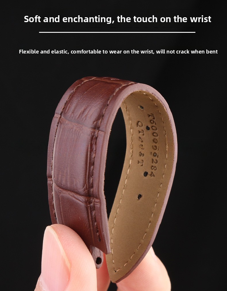 For 1853 Tissot T60 Notched Genuine Leather Watch Straps Mens Wristband 24X14mm