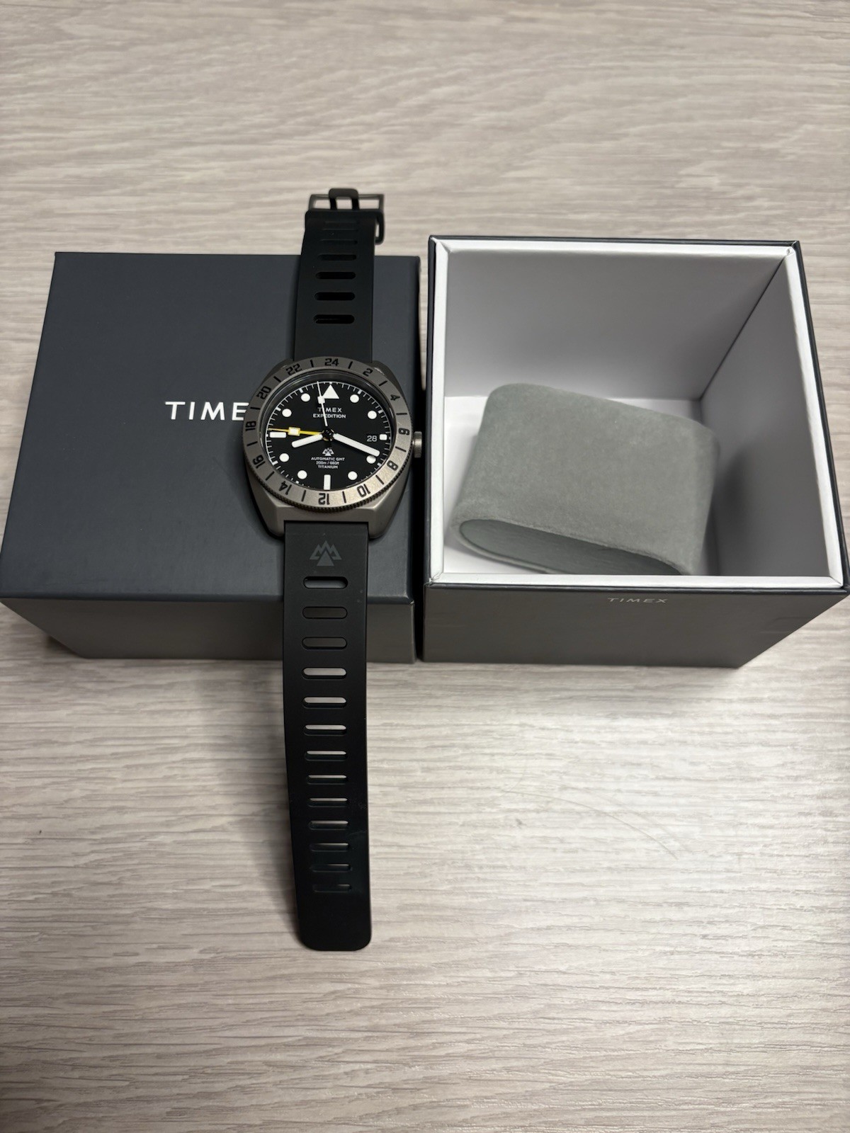 Timex Expedition Automatic GMT Titanium 41mm Black Dial 200m Watch w/ Box