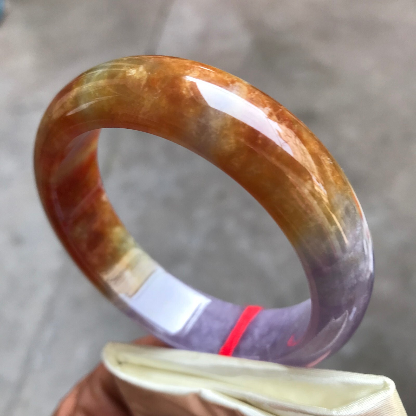 58.3mm Natural Ice Red Lavender Jadeite Jade Bracelet Burma Jade Bangle