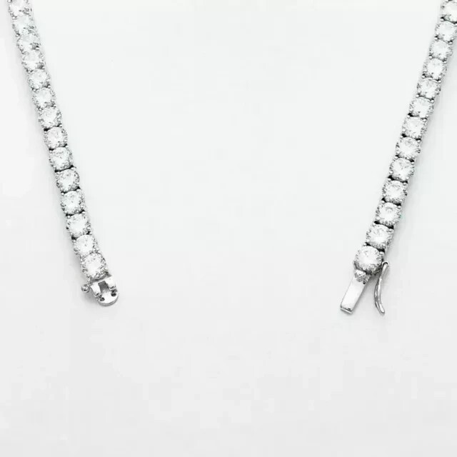 20 Ct Round Cut Lab-Created Diamond Men’s Tennis Necklace 14K White Gold Plated