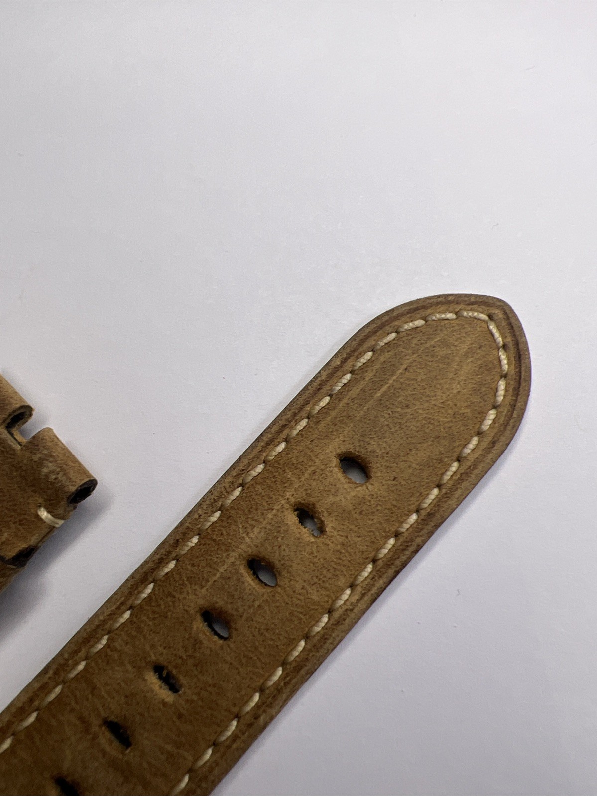 Panerai 26mm x 22mm Tan Light Brown Leather Strap Band w/ Ivory Stitching