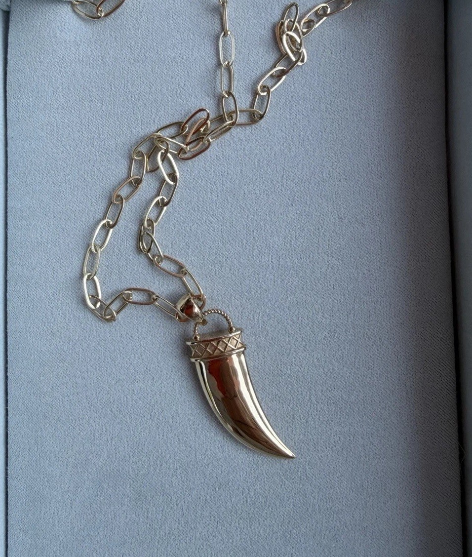 Jane Win 14 KT Solid Gold Detailed Tusk With Multi Gemstones