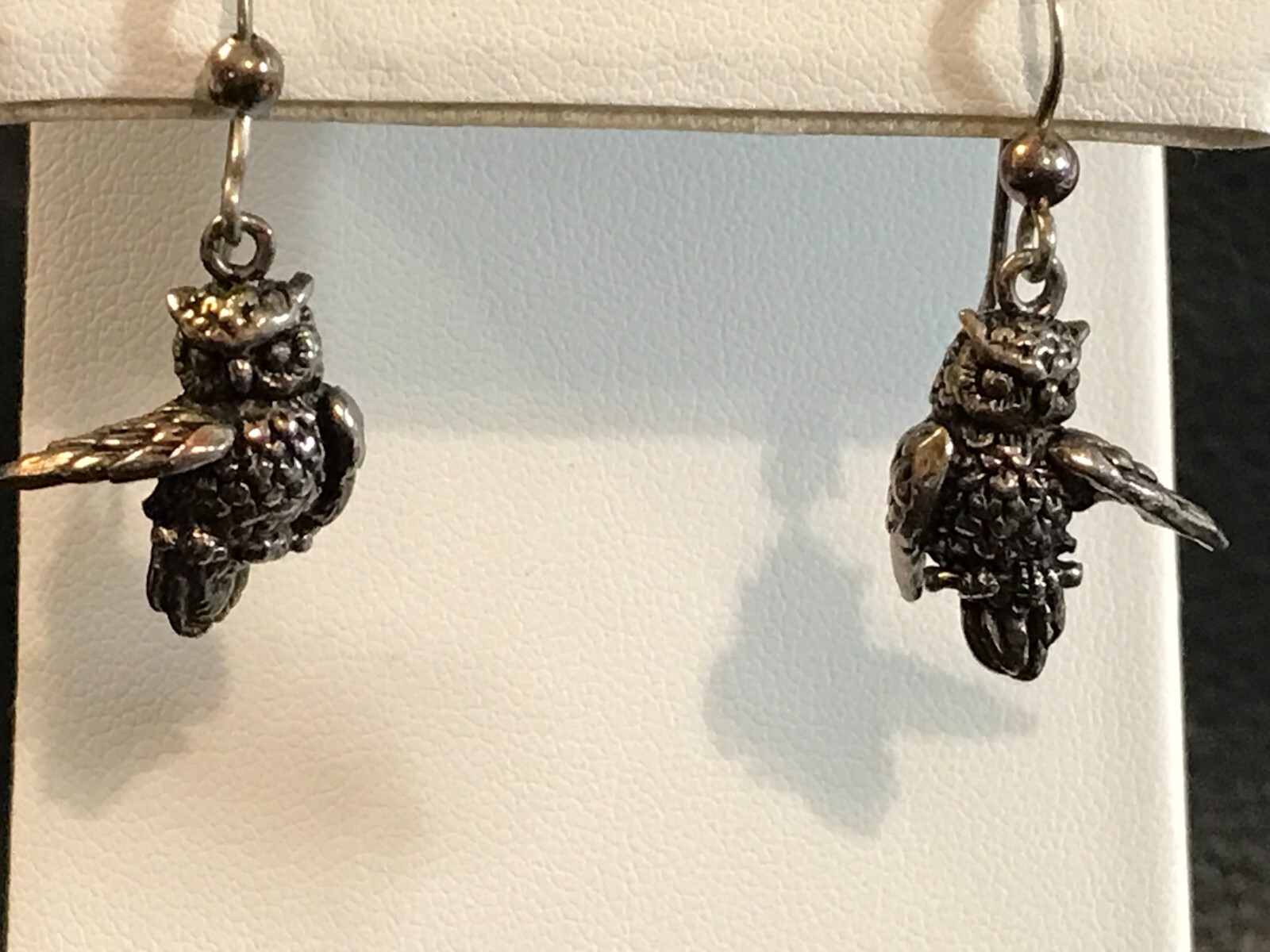 Sterling Silver Vintage PETER STONE 3D Wing Out Owl Earrings PSCL