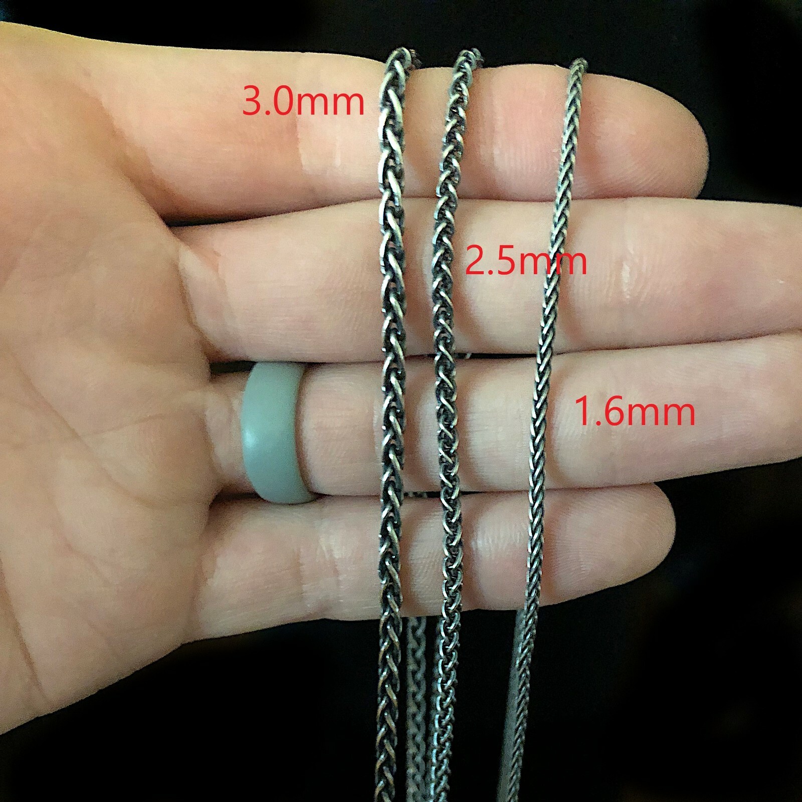 2.5mm Sterling Silver Oxidized Wheat Necklace Chain for Pendants (.925 Silver)