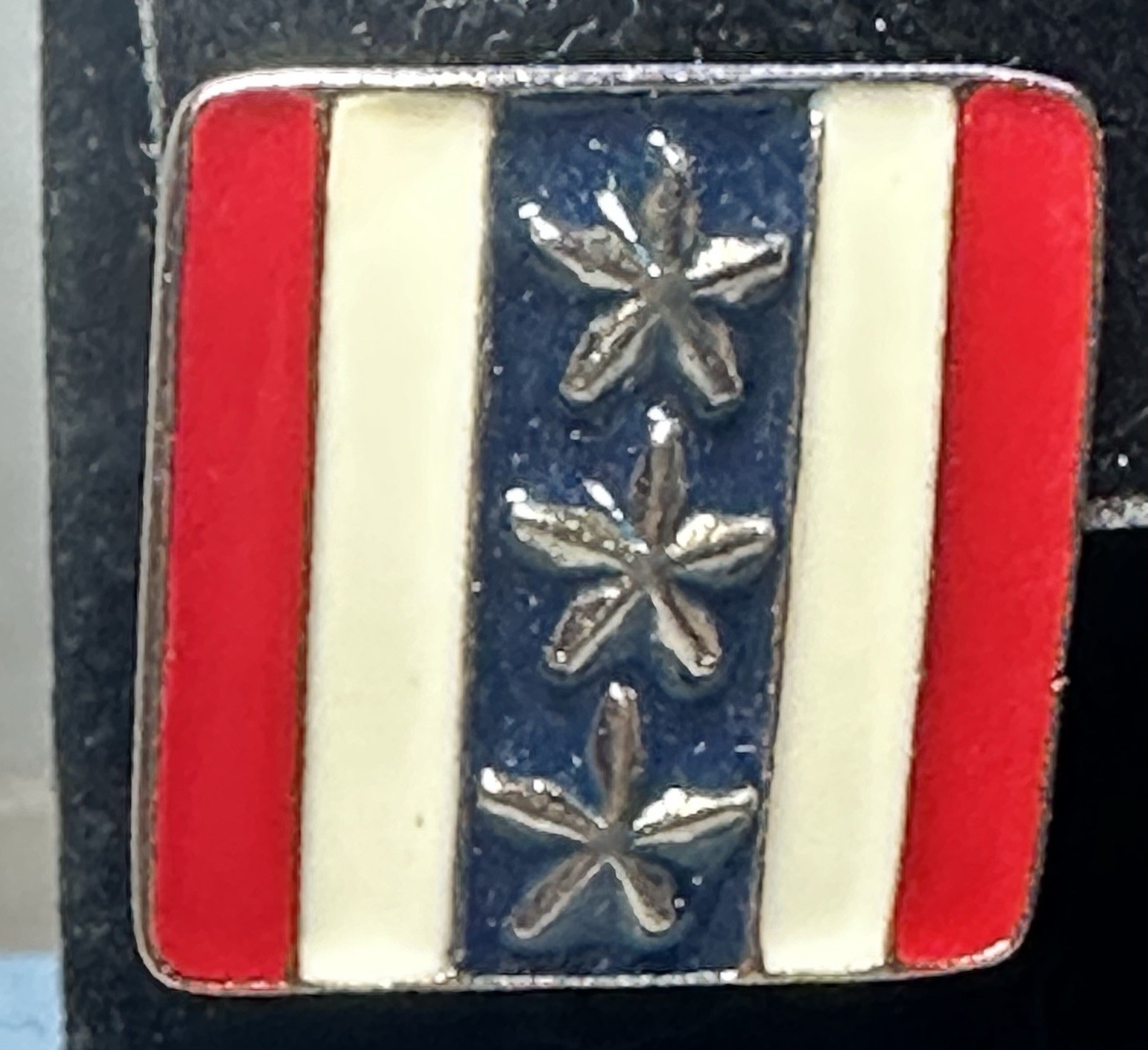Vintage Gold Tone Red/White & Blue Enamel Patriotic Pierced Earrings