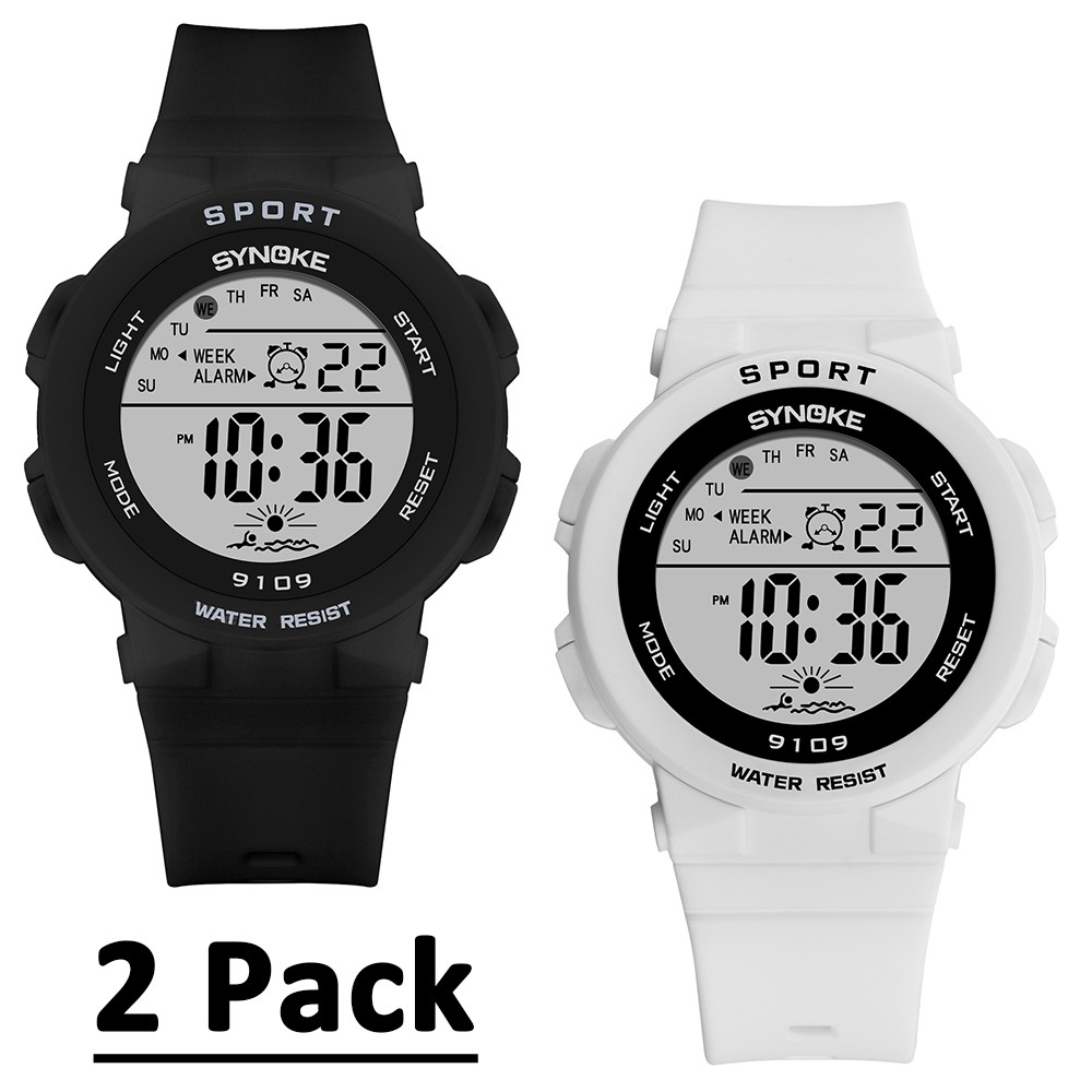 2 Pack Student Sport Watch Electronic Watch 50M Waterproof Watch Digital Watch