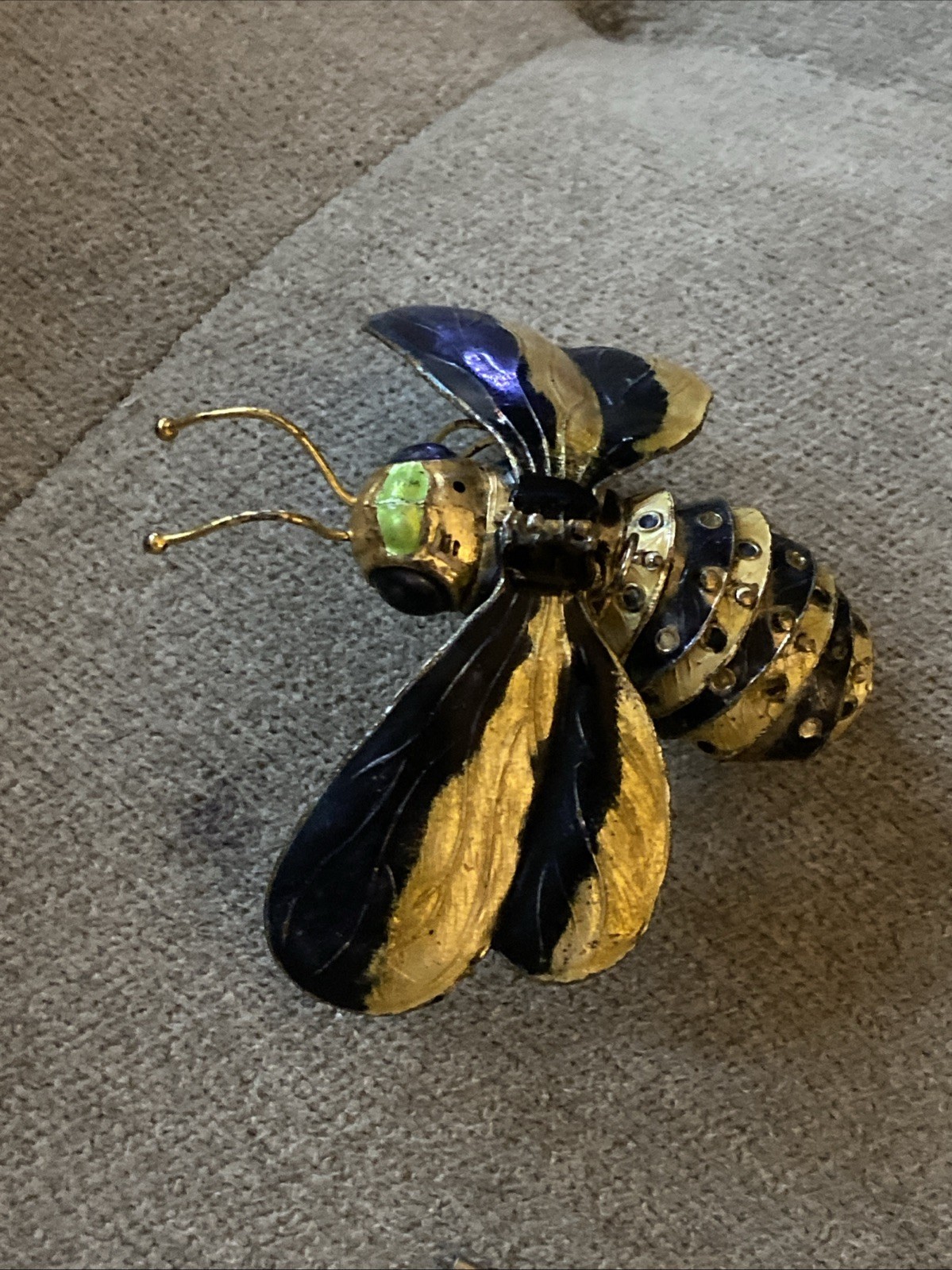 ARTICULATED ENAMEL BUMBLE BEE FIGURE SCULPTURE Ornament