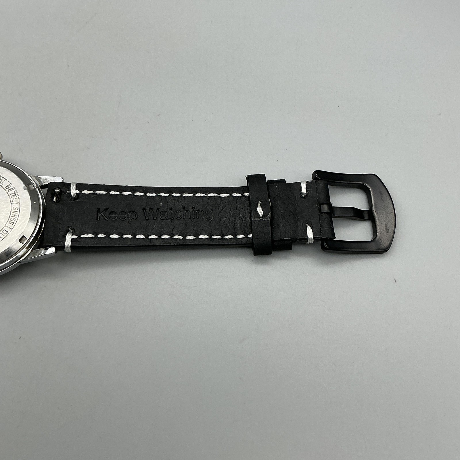 Vintage Disney Mickey Mouse Mens Watch 33mm Silver Tone Manual Black Leather