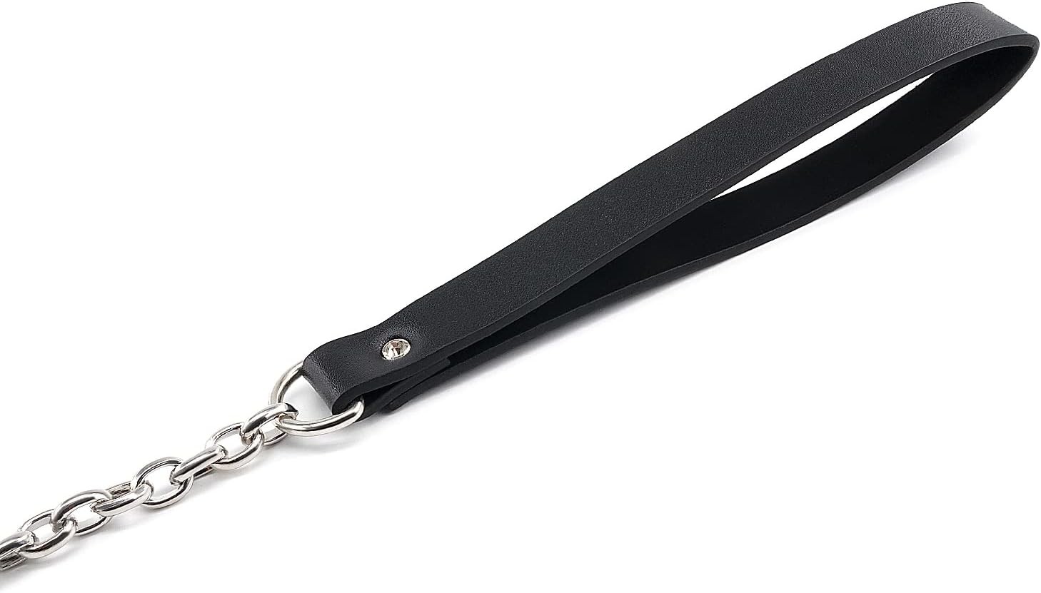 3.5 Feet Heavy Duty Leather Handle Chain Leash for Sex Collar Choker Necklace, B